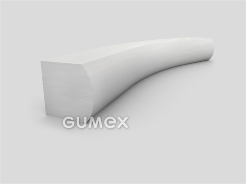 Gumový profil tvaru "D", 19,5x20/R14mm, 45°ShA, NR-SBR, -40°C/+80°C, biely